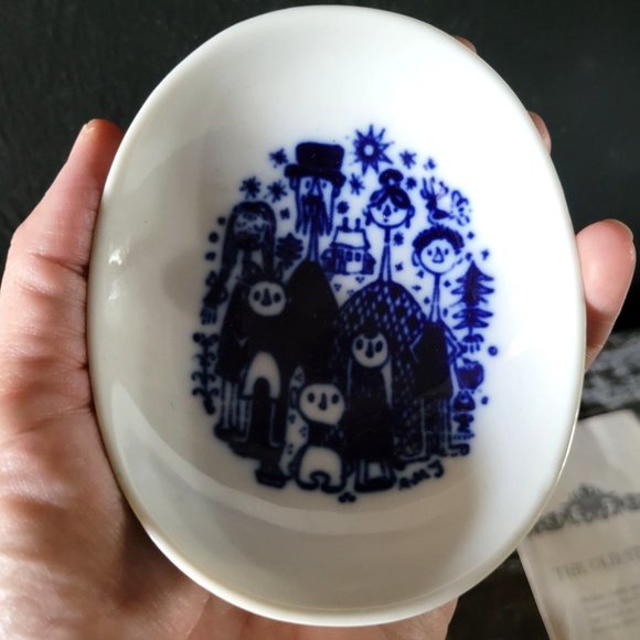 Porsgrund Norway Porcelain Cobalt Blue Old Story Snack Dishes, Trinket Dishes - Picture 4 of 7